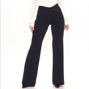 Fashion Nova Navy Wide Leg Dress Pants, Medium
